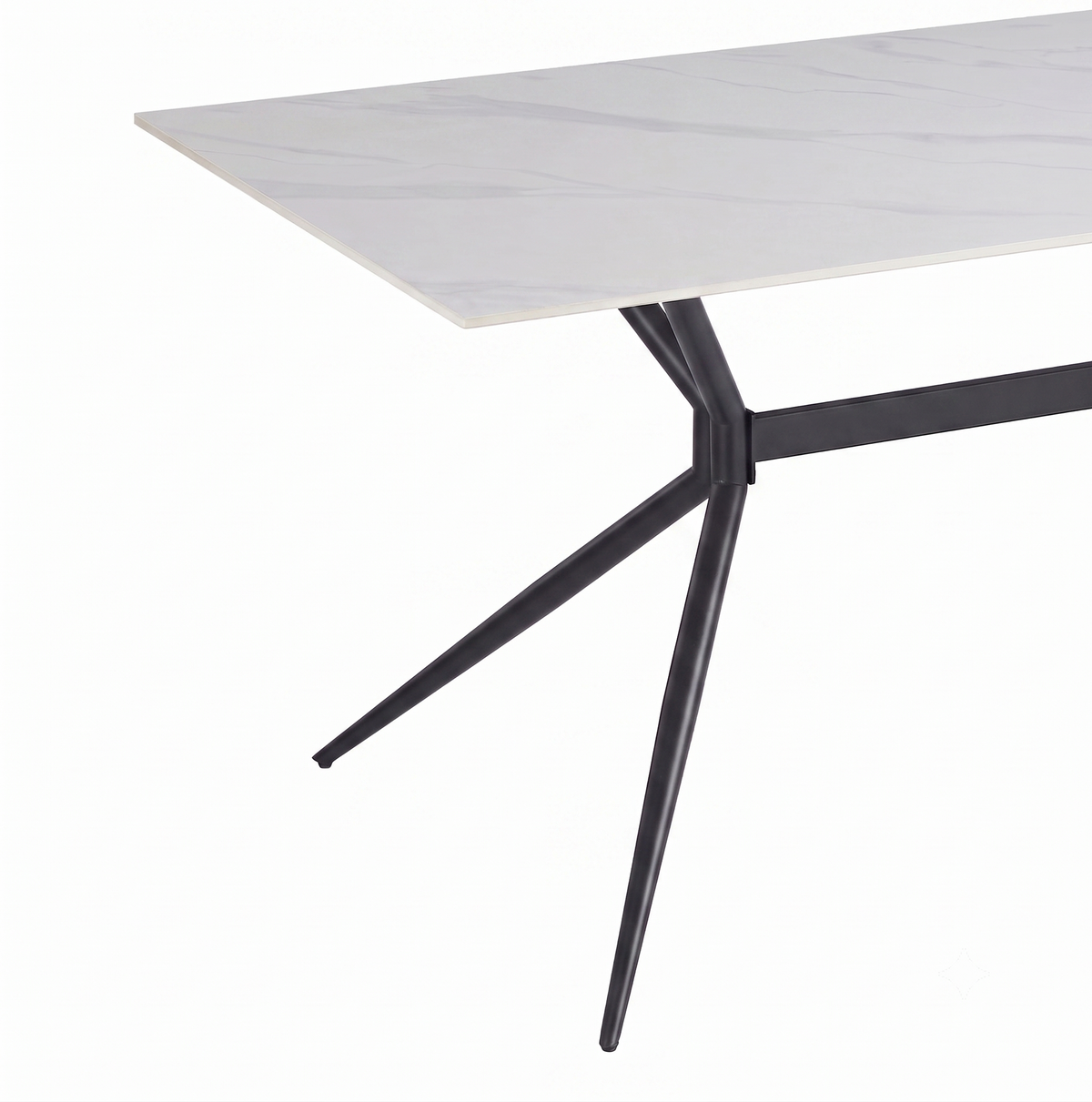 Elega Rectangular Dining Table with Sintered Stone Top and Black Steel Base