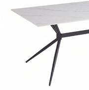 Elega Rectangular Dining Table with Sintered Stone Top and Black Steel Base