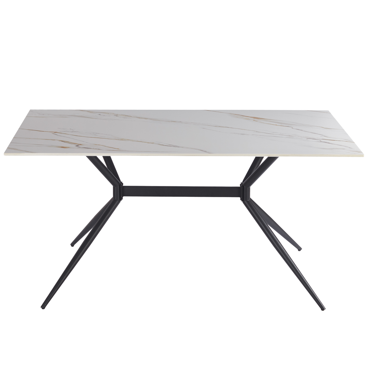 Elega Rectangular Dining Table with Sintered Stone Top and Black Steel Base