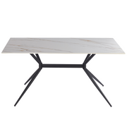Elega Rectangular Dining Table with Sintered Stone Top and Black Steel Base