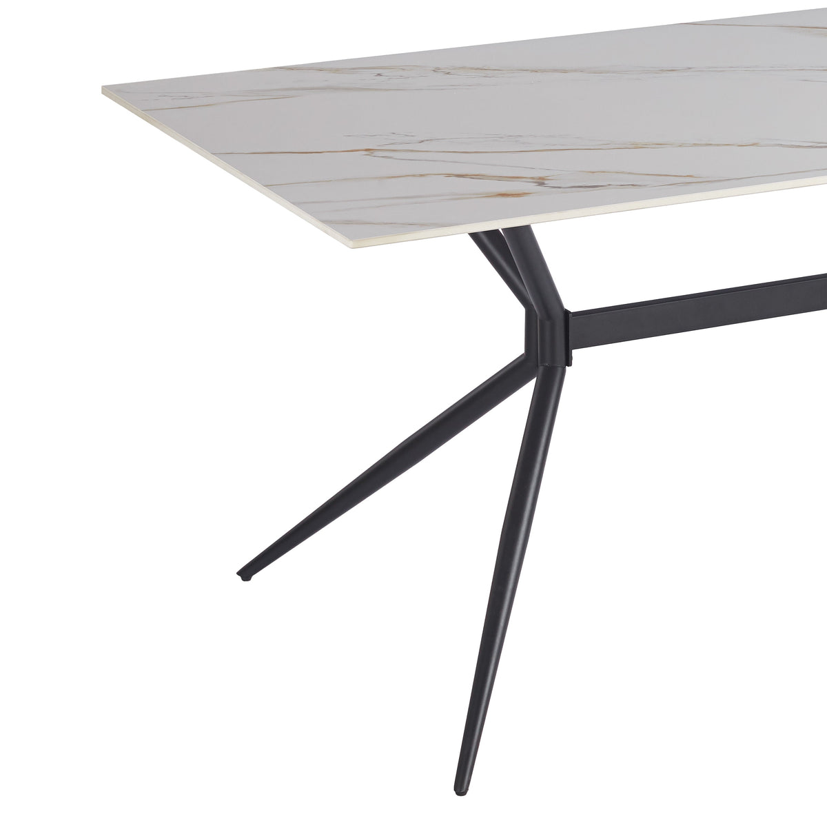 Elega Rectangular Dining Table with Sintered Stone Top and Black Steel Base