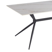 Elega Rectangular Dining Table with Sintered Stone Top and Black Steel Base