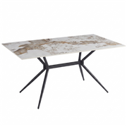 Elega Rectangular Dining Table with Sintered Stone Top and Black Steel Base