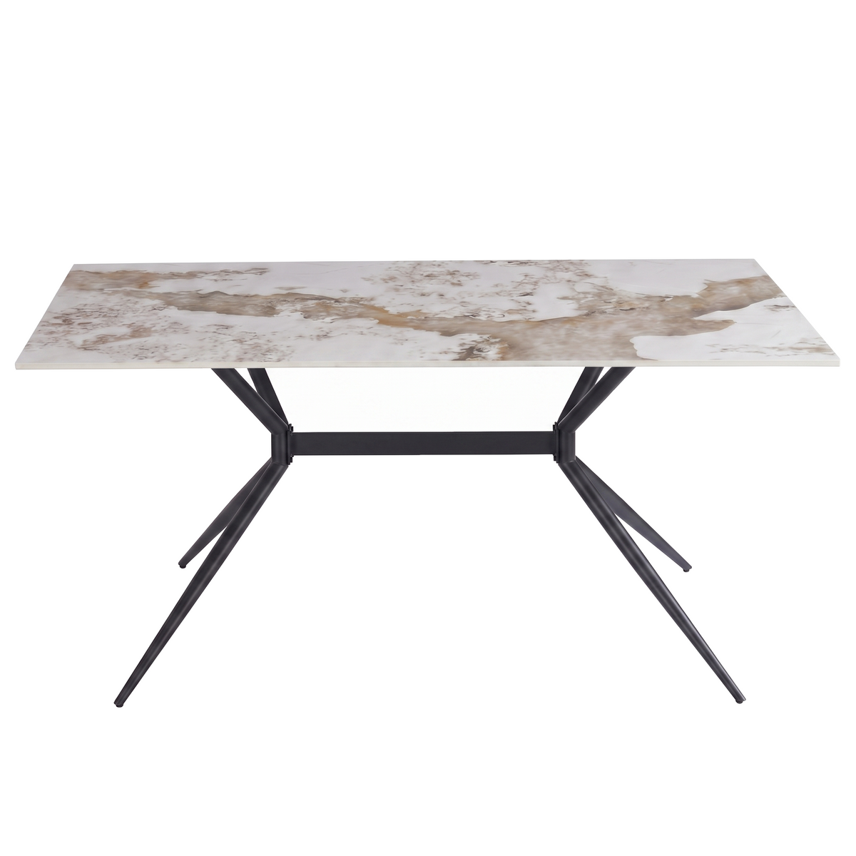 Elega Rectangular Dining Table with Sintered Stone Top and Black Steel Base