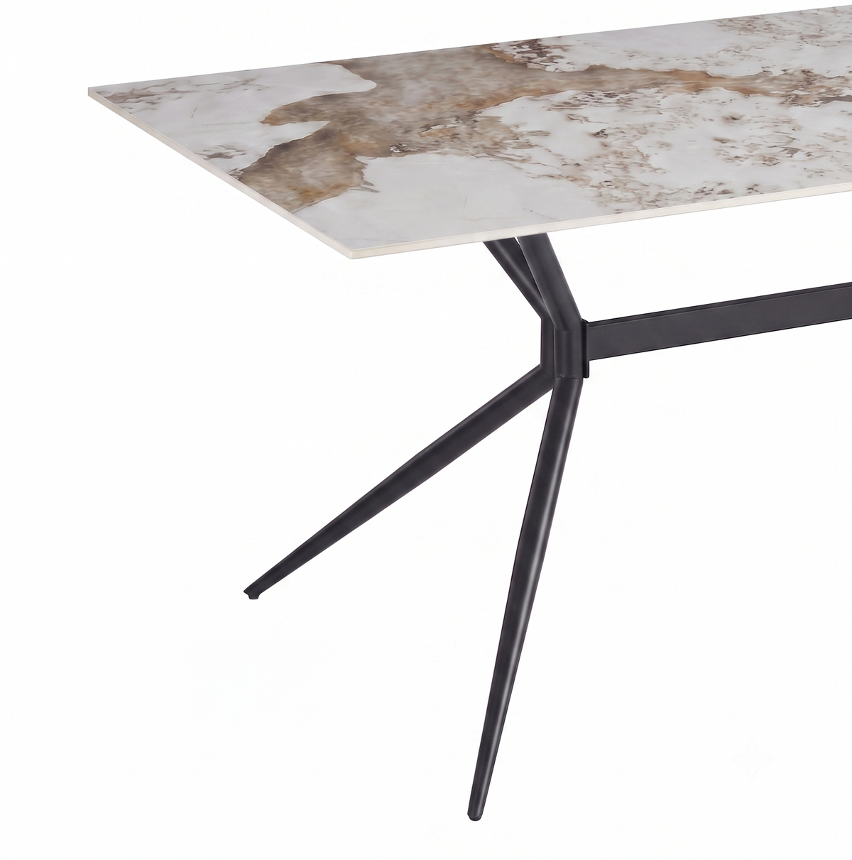 Elega Rectangular Dining Table with Sintered Stone Top and Black Steel Base