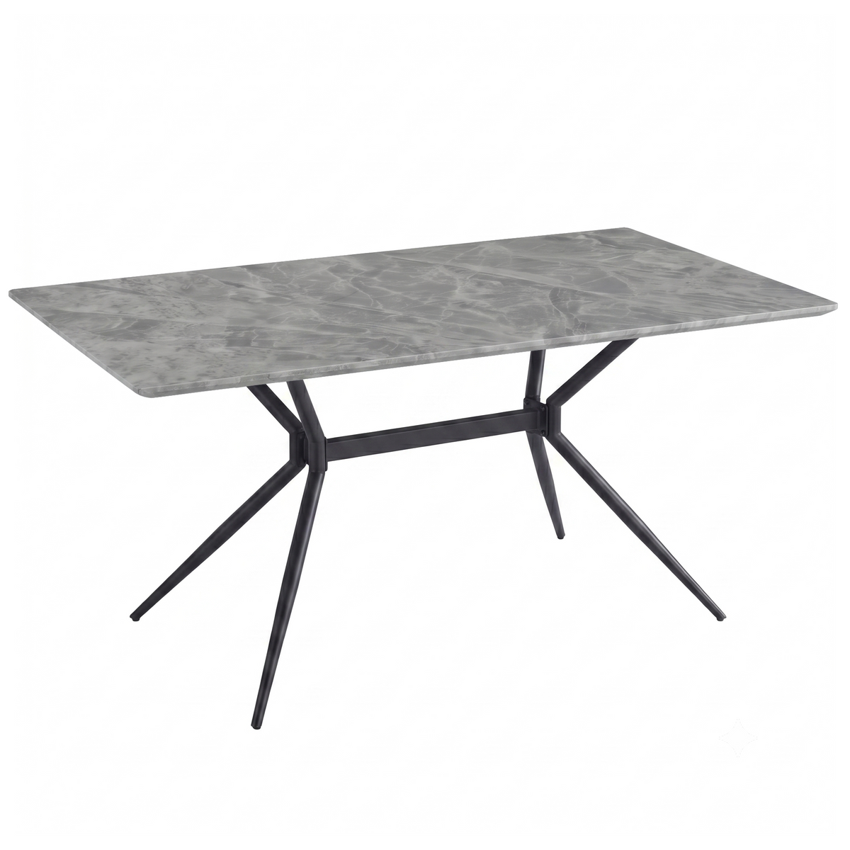 Elega Rectangular Dining Table with Sintered Stone Top and Black Steel Base