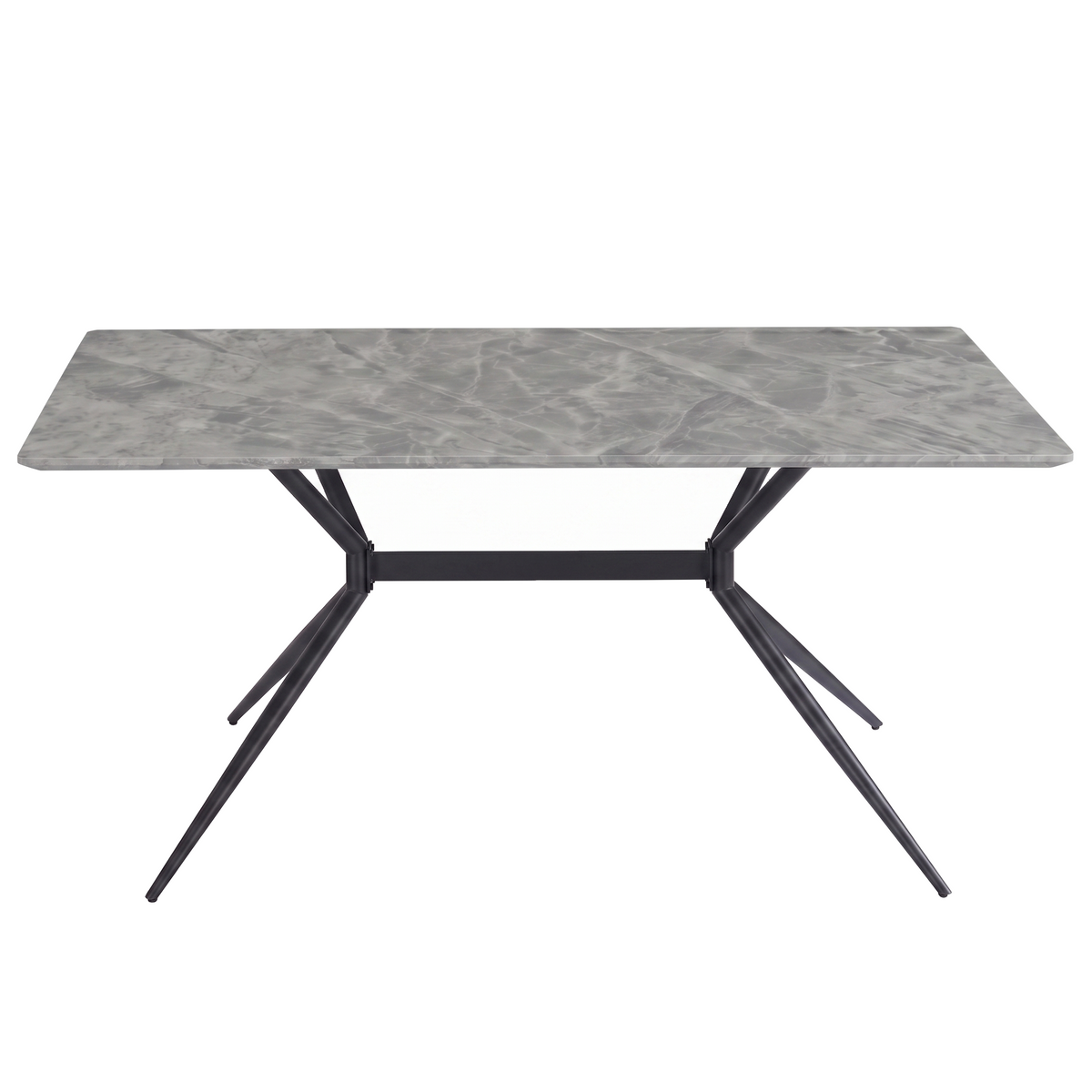 Elega Rectangular Dining Table with Sintered Stone Top and Black Steel Base