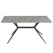Elega Rectangular Dining Table with Sintered Stone Top and Black Steel Base
