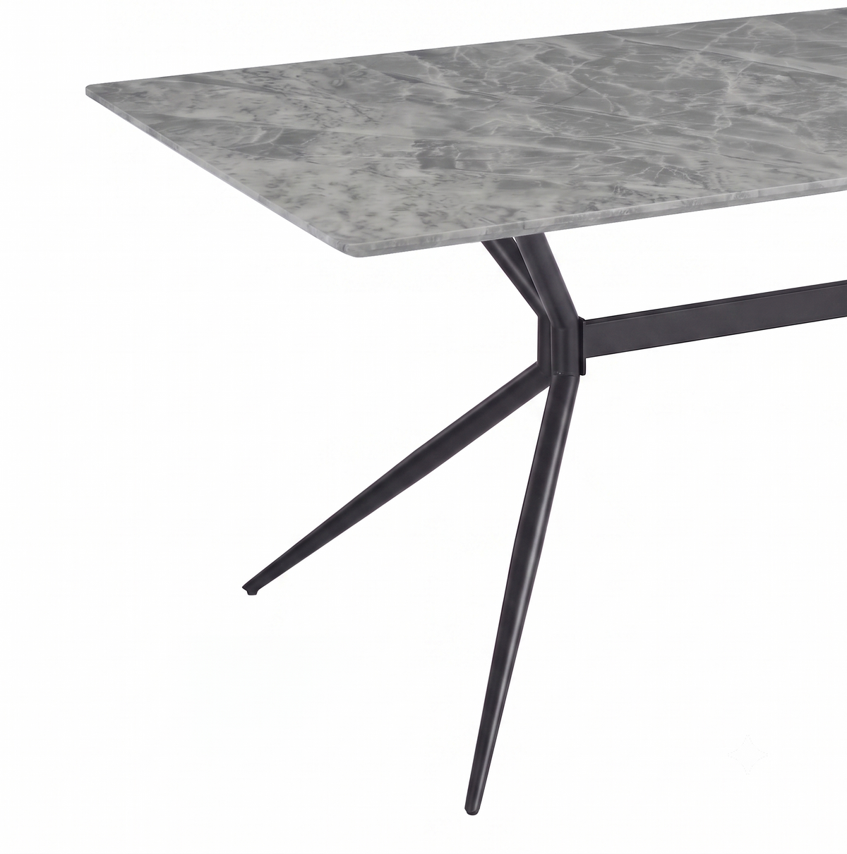 Elega Rectangular Dining Table with Sintered Stone Top and Black Steel Base