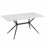 Elega Rectangular Dining Table with Sintered Stone Top and Black Steel Base