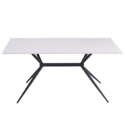 Elega Rectangular Dining Table with Sintered Stone Top and Black Steel Base