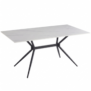 Elega Rectangular Dining Table with Sintered Stone Top and Black Steel Base
