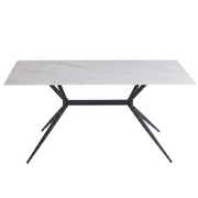 Elega Rectangular Dining Table with Sintered Stone Top and Black Steel Base
