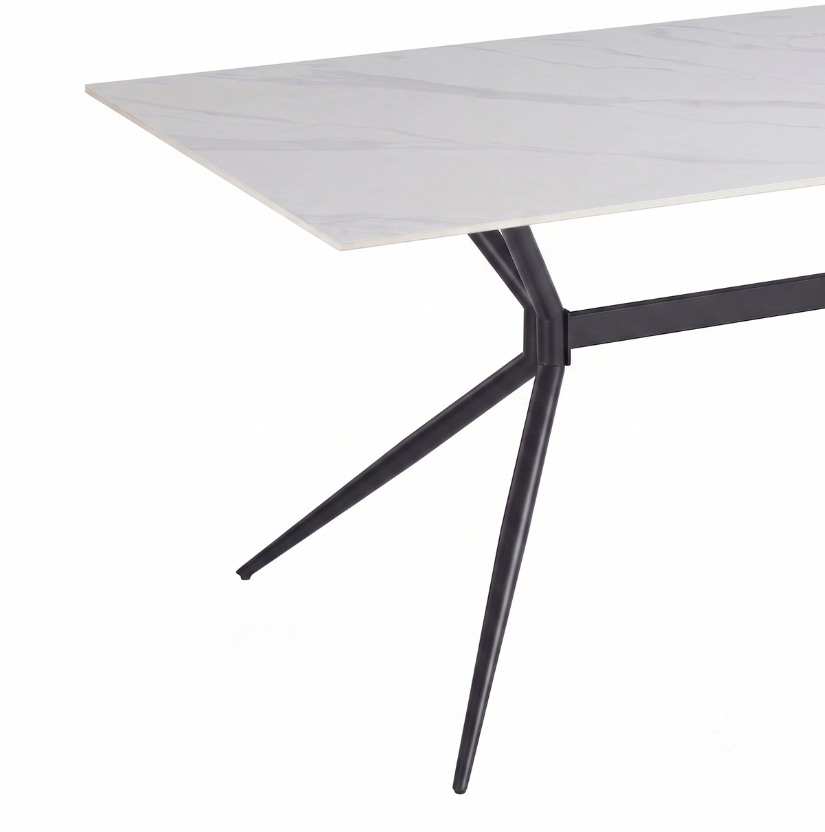 Elega Rectangular Dining Table with Sintered Stone Top and Black Steel Base