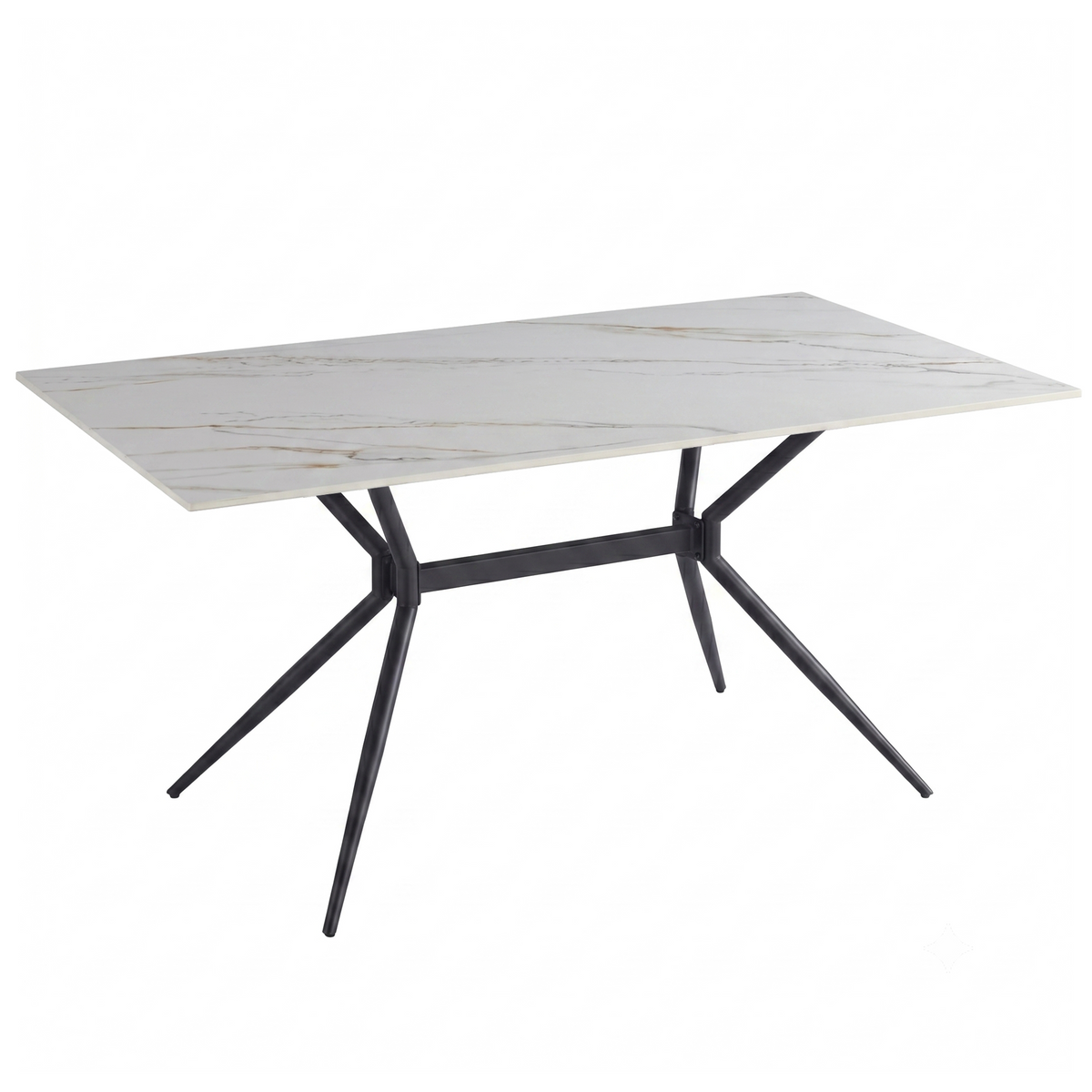 Elega Rectangular Dining Table with Sintered Stone Top and Black Steel Base