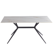 Elega Rectangular Dining Table with Sintered Stone Top and Black Steel Base