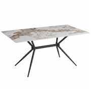 Elega Rectangular Dining Table with Sintered Stone Top and Black Steel Base