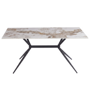 Elega Rectangular Dining Table with Sintered Stone Top and Black Steel Base