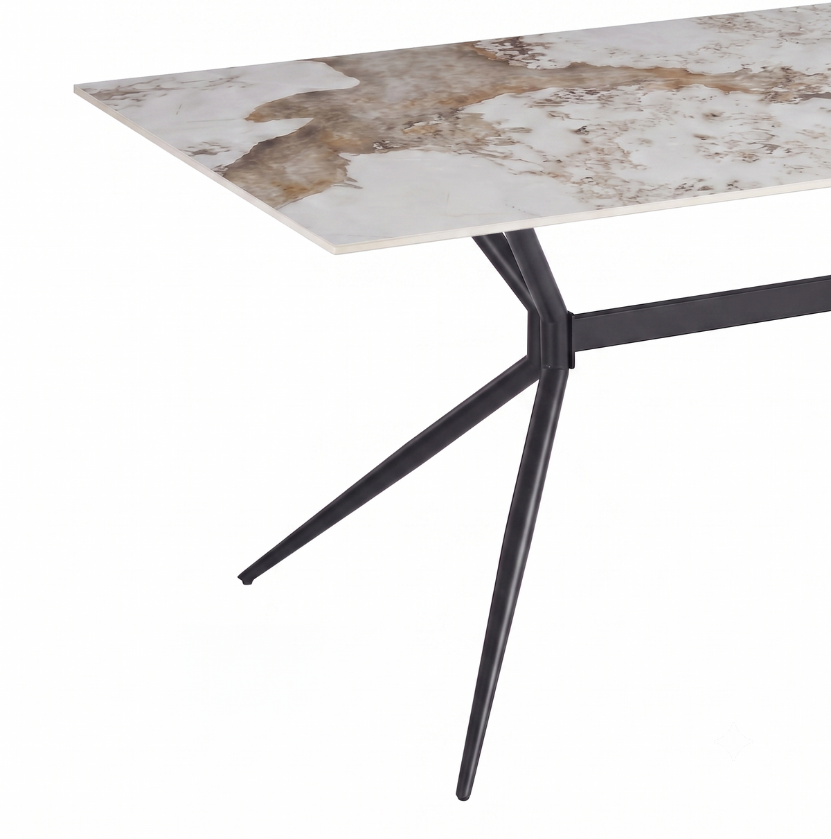 Elega Rectangular Dining Table with Sintered Stone Top and Black Steel Base