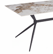 Elega Rectangular Dining Table with Sintered Stone Top and Black Steel Base