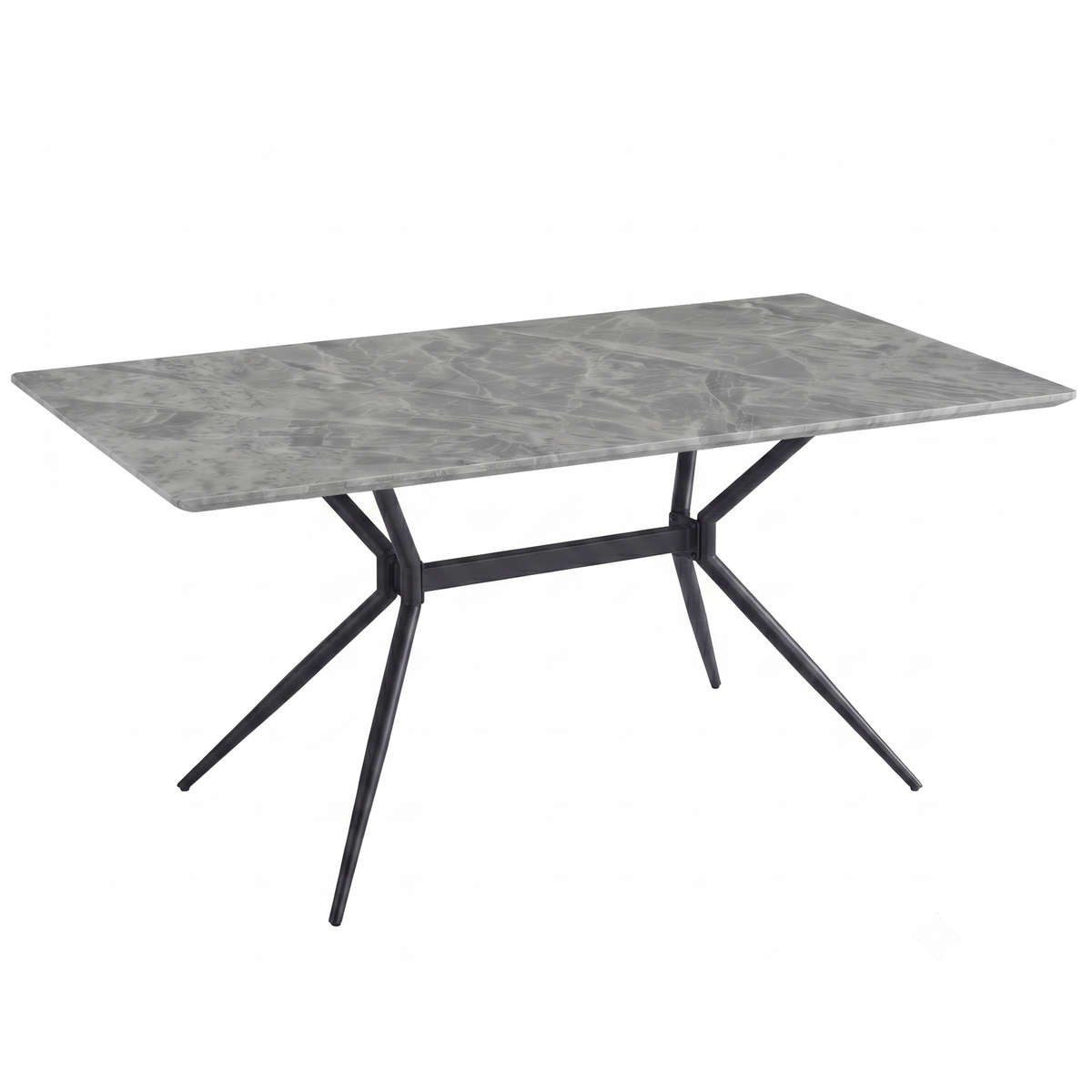 Elega Rectangular Dining Table with Sintered Stone Top and Black Steel Base