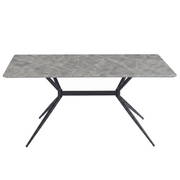 Elega Rectangular Dining Table with Sintered Stone Top and Black Steel Base