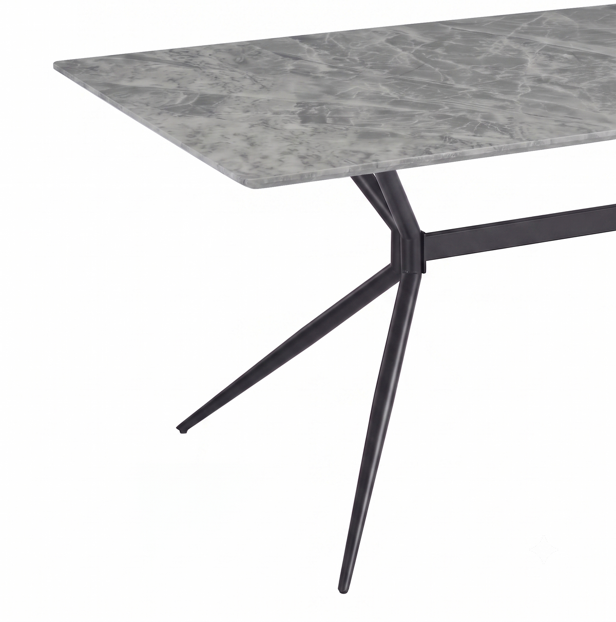 Elega Rectangular Dining Table with Sintered Stone Top and Black Steel Base
