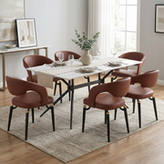 Elega Rectangular Dining Table with Sintered Stone Top and Black Steel Base