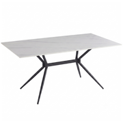Elega Rectangular Dining Table with Sintered Stone Top and Black Steel Base