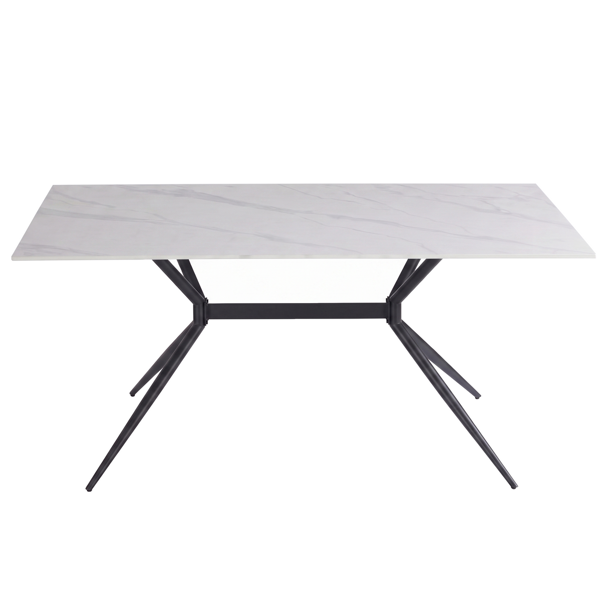 Elega Rectangular Dining Table with Sintered Stone Top and Black Steel Base