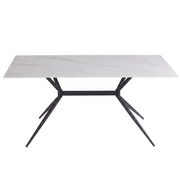 Elega Rectangular Dining Table with Sintered Stone Top and Black Steel Base