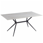 Elega Rectangular Dining Table with Sintered Stone Top and Black Steel Base