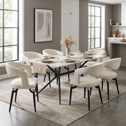 Elega Rectangular Dining Table with Sintered Stone Top and Black Steel Base