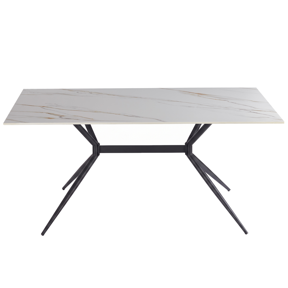 Elega Rectangular Dining Table with Sintered Stone Top and Black Steel Base