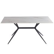 Elega Rectangular Dining Table with Sintered Stone Top and Black Steel Base