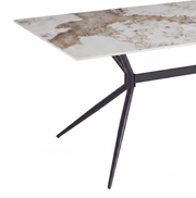 Elega Rectangular Dining Table with Sintered Stone Top and Black Steel Base