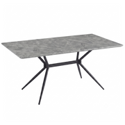 Elega Rectangular Dining Table with Sintered Stone Top and Black Steel Base