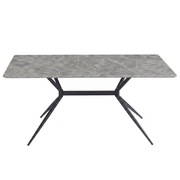 Elega Rectangular Dining Table with Sintered Stone Top and Black Steel Base