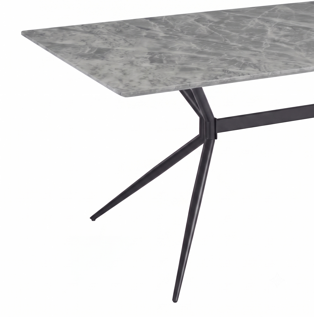 Elega Rectangular Dining Table with Sintered Stone Top and Black Steel Base