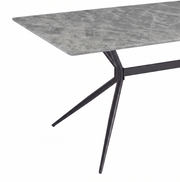 Elega Rectangular Dining Table with Sintered Stone Top and Black Steel Base
