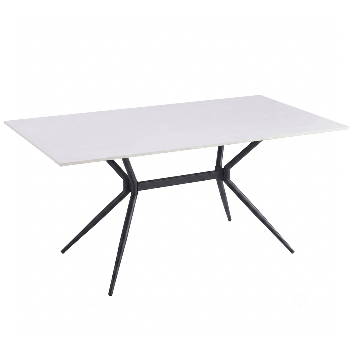 Elega Rectangular Dining Table with Sintered Stone Top and Black Steel Base