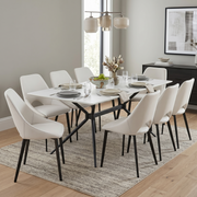 Elega Rectangular Dining Table with Sintered Stone Top and Black Steel Base