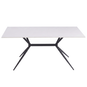 Elega Rectangular Dining Table with Sintered Stone Top and Black Steel Base