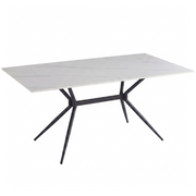 Elega Rectangular Dining Table with Sintered Stone Top and Black Steel Base