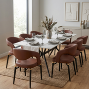 Elega Rectangular Dining Table with Sintered Stone Top and Black Steel Base