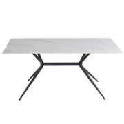Elega Rectangular Dining Table with Sintered Stone Top and Black Steel Base