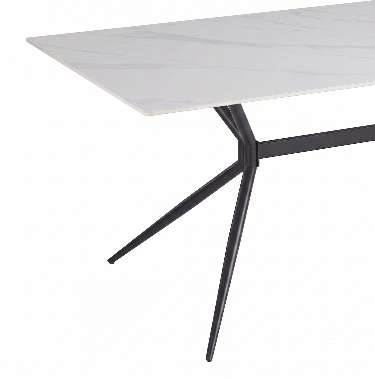 Elega Rectangular Dining Table with Sintered Stone Top and Black Steel Base