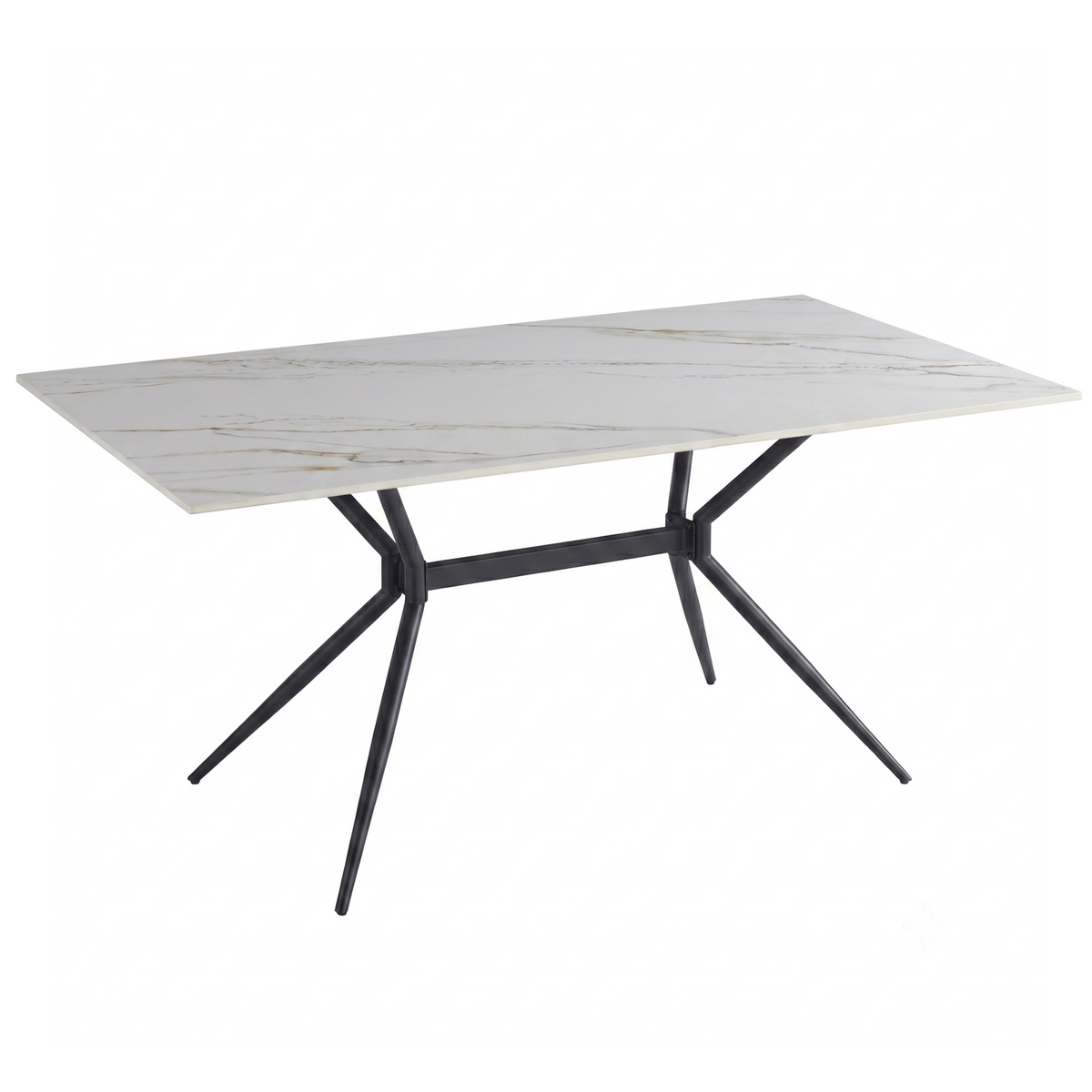 Elega Rectangular Dining Table with Sintered Stone Top and Black Steel Base