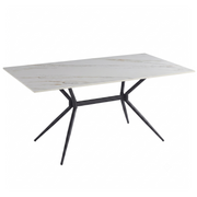 Elega Rectangular Dining Table with Sintered Stone Top and Black Steel Base