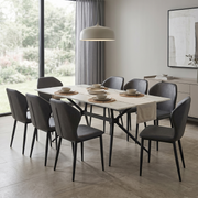 Elega Rectangular Dining Table with Sintered Stone Top and Black Steel Base